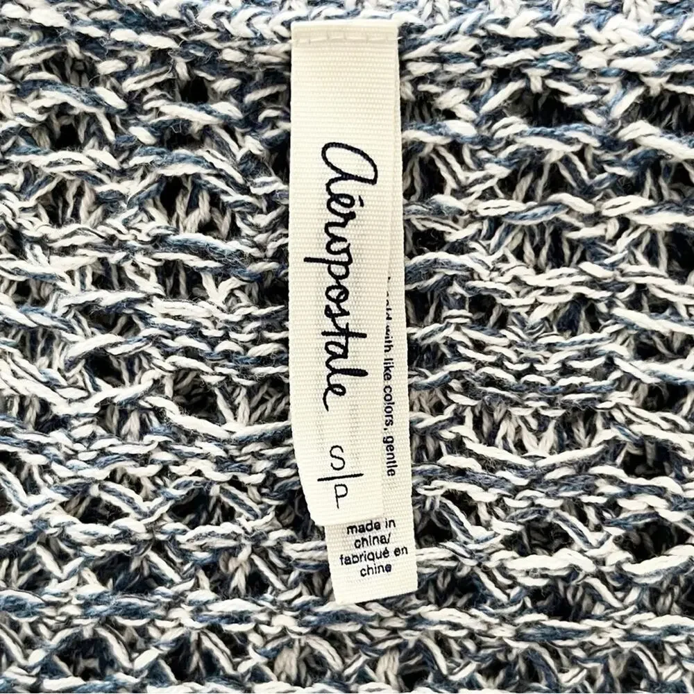 AEROPOSTALE Blue & White Marled Knit Sweater, S